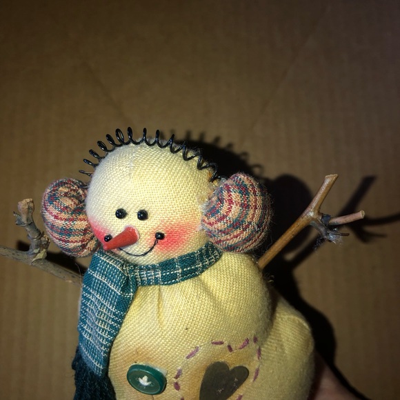 Primitive COUNTRY LACE Tea Stained Snowman Christmas Decor 6” - Picture 7 of 9